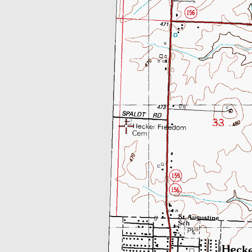 Topographic Map of Freedom Cemetery, IL