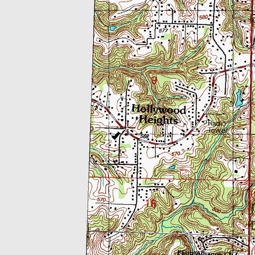 Topographic Map of Hollywood Heights, IL