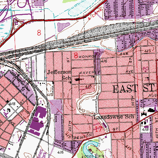 Topographic Map of Nelson Mandella School, IL