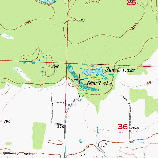 Topographic Map of Jew Lake, IL