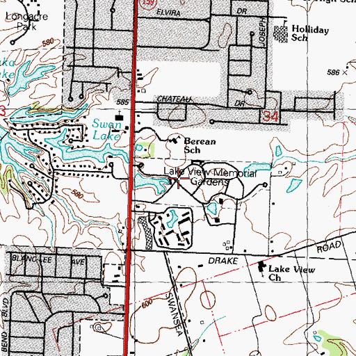 Topographic Map of Lakeview Memorial Gardens, IL