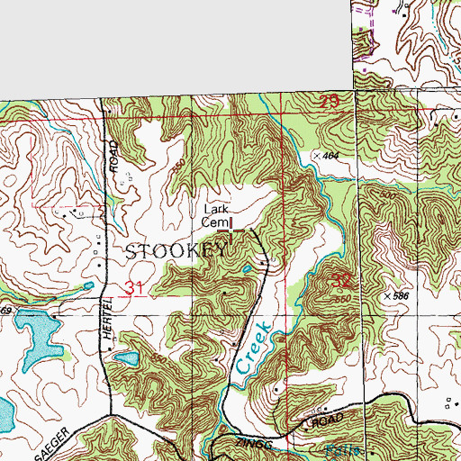 Topographic Map of Lark Cemetery, IL