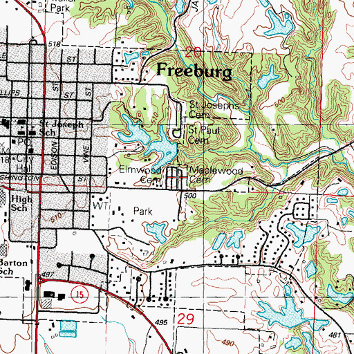 Topographic Map of Maplewood Cemetery, IL