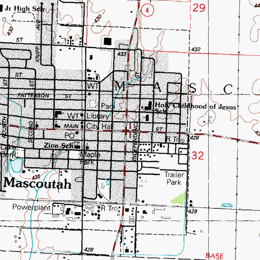 Topographic Map of Mascoutah, IL