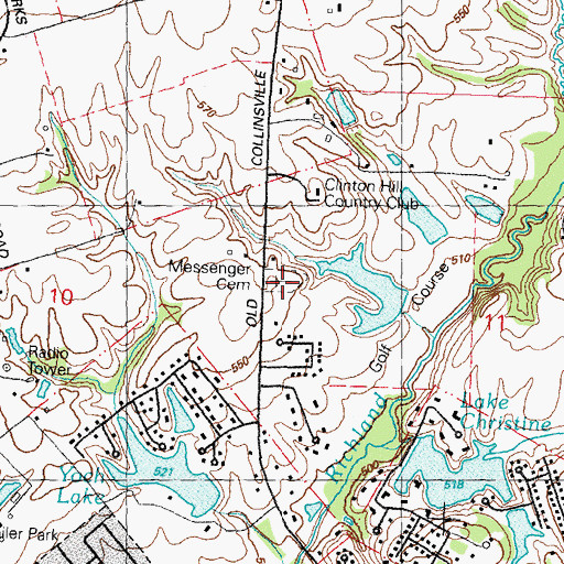 Topographic Map of Messenger Cemetery, IL