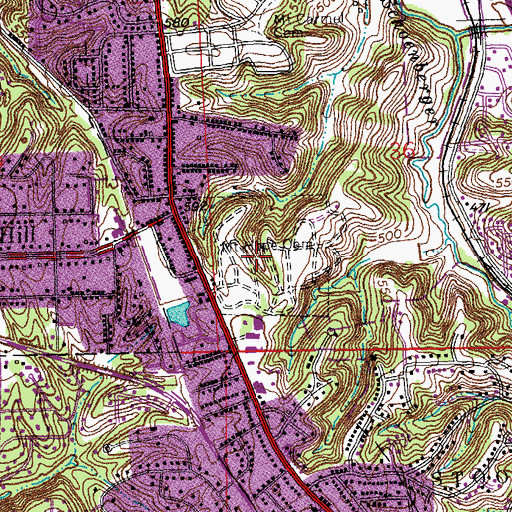 Topographic Map of Mount Hope Cemetery, IL