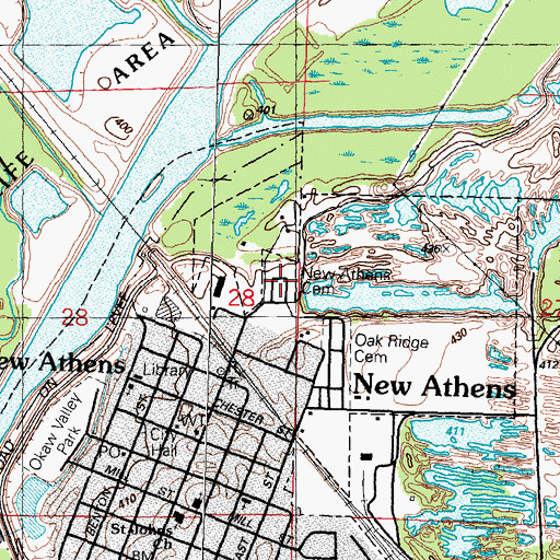 Topographic Map of New Athens City Cemetery, IL