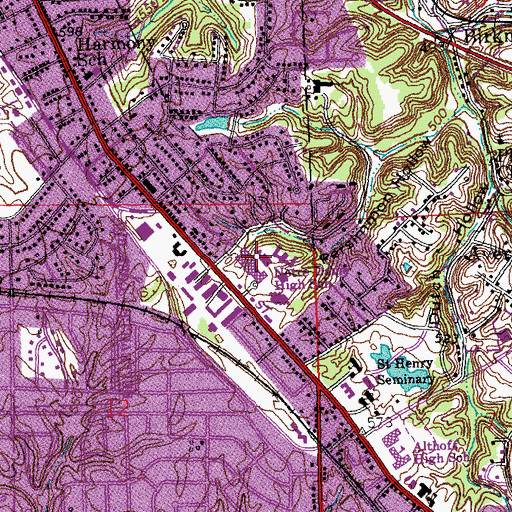 Topographic Map of Notre Dame High School, IL