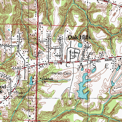 Topographic Map of Oak Hills, IL