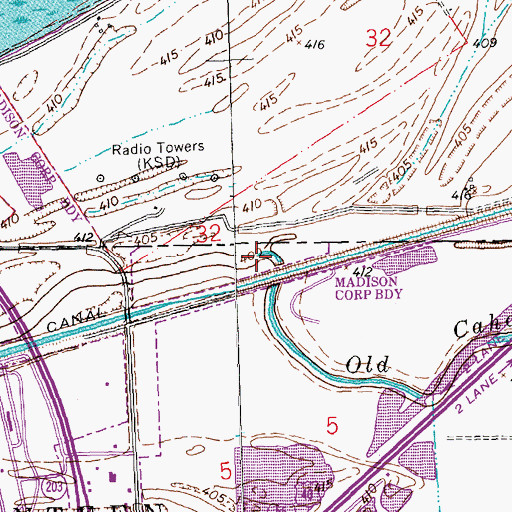 Topographic Map of Old Cahokia Creek, IL