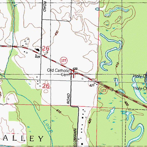 Topographic Map of Old Catholic Cemetery, IL