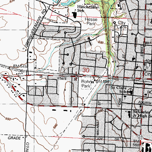 Topographic Map of Petersburg, IL