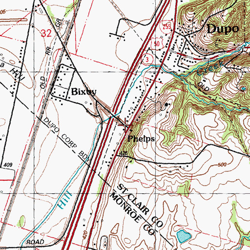 Topographic Map of Phelps, IL