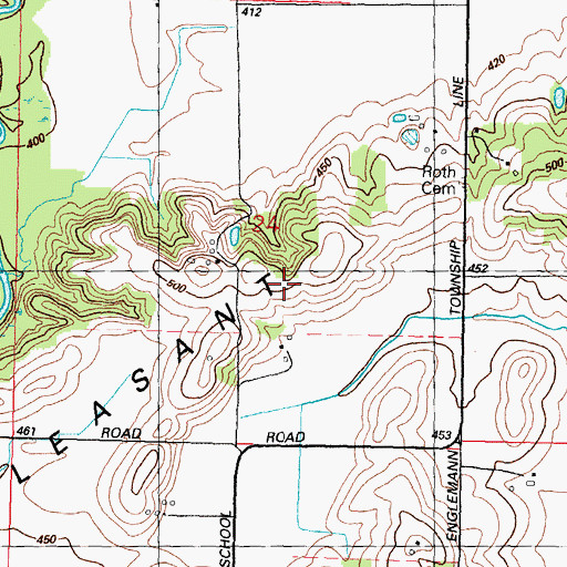 Topographic Map of Pleasant Ridge, IL