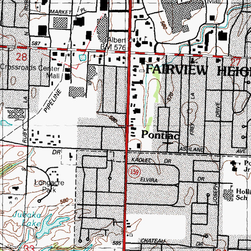 Topographic Map of Pontiac, IL