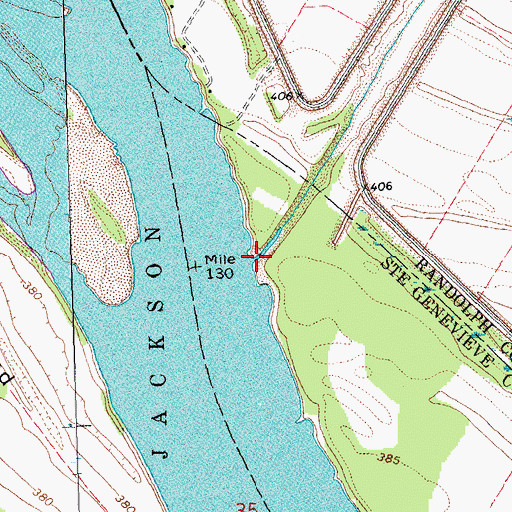 Topographic Map of Prairie du Rocher Creek, MO