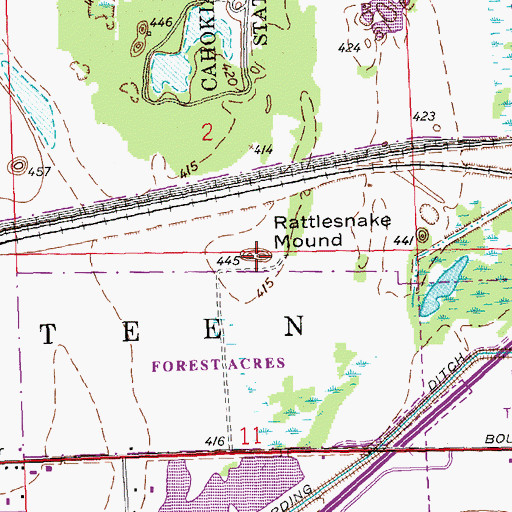Topographic Map of Rattlesnake Mound, IL