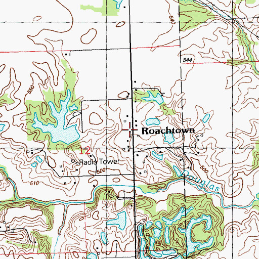 Topographic Map of Roachtown, IL