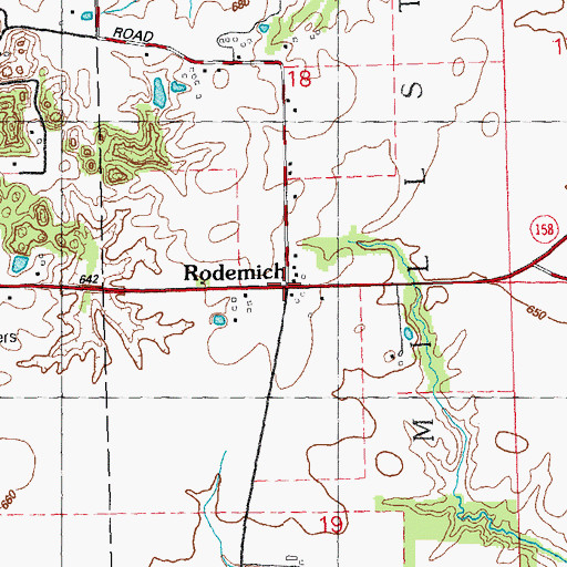 Topographic Map of Rodemich, IL