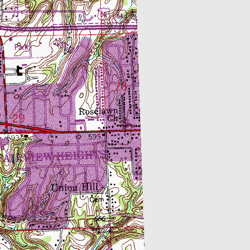 Topographic Map of Roselawn Church, IL