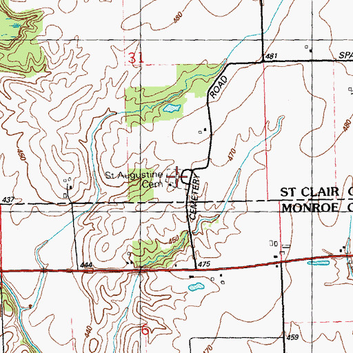 Topographic Map of Saint Augustine Cemetery, IL