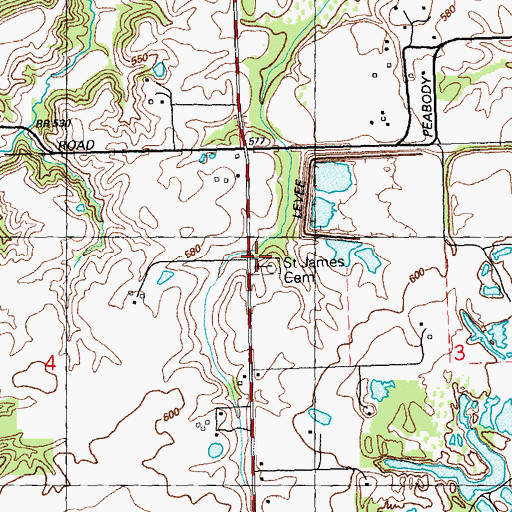 Topographic Map of Saint James Cemetery, IL