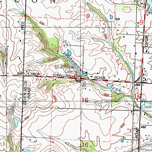Topographic Map of Saint Joseph Cemetery, IL