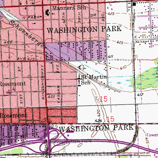 Topographic Map of Saint Martin of Tours School, IL