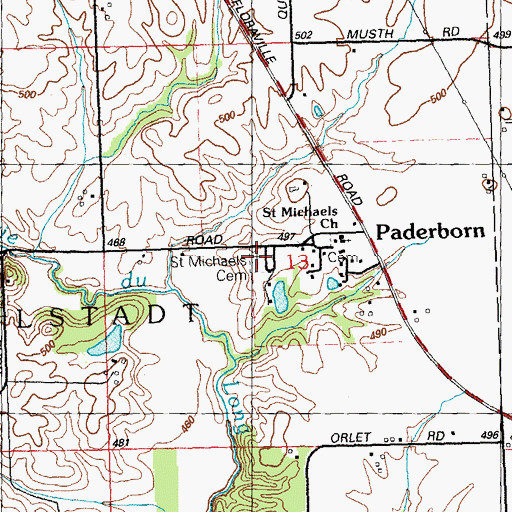 Topographic Map of Saint Michaels Cemetery, IL