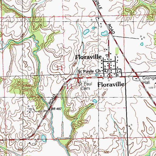 Topographic Map of Saint Paul Cemetery, IL