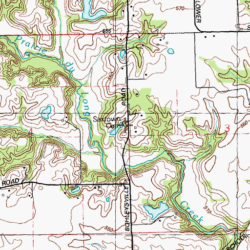 Topographic Map of Saxtown Cemetery, IL