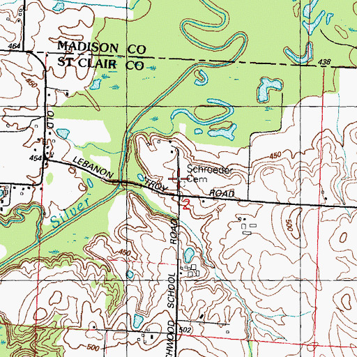 Topographic Map of Schroeder Cemetery, IL