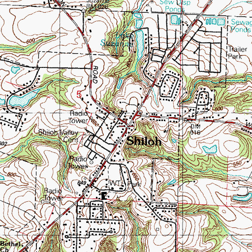 Topographic Map of Shiloh, IL