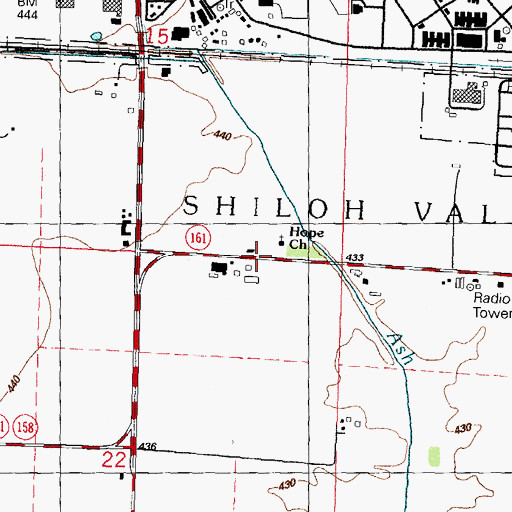 Topographic Map of Shiloh Valley Grange, IL