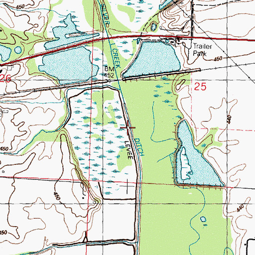 Topographic Map of Silver Creek Drainage Ditch, IL