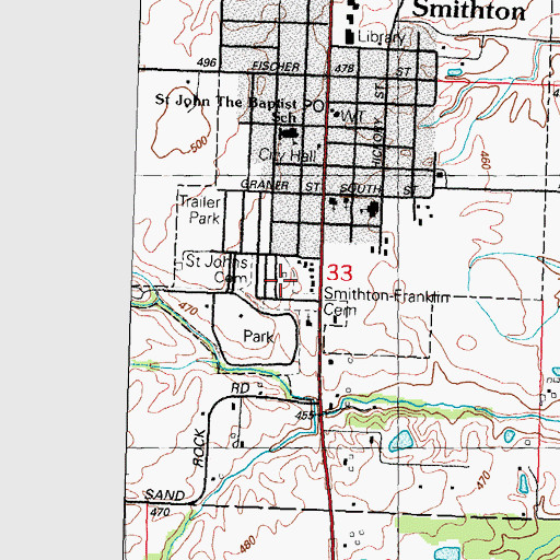 Topographic Map of Smithton-Franklin Cemetery, IL
