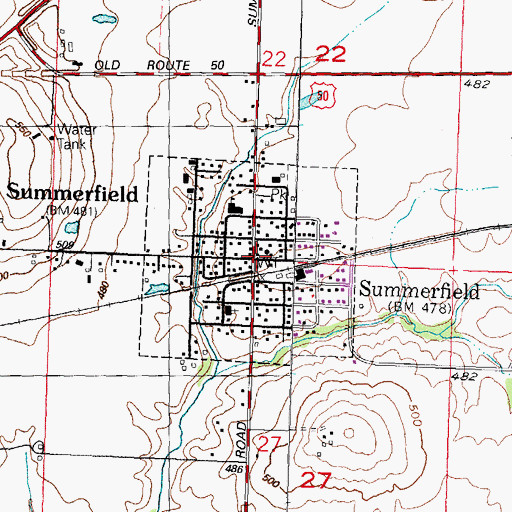 Topographic Map of Summerfield, IL