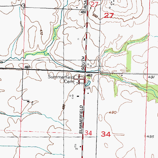 Topographic Map of Summerfield Cemetery, IL