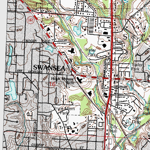 Topographic Map of Swansea, IL