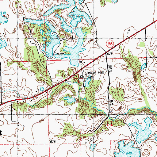 Topographic Map of Union Hill Cemetery, IL