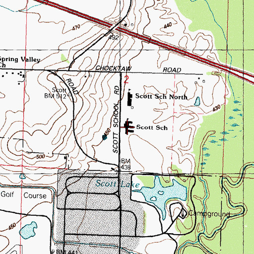 Topographic Map of Scott School, IL