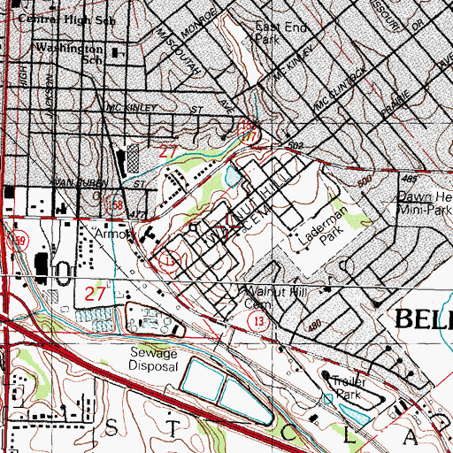 Topographic Map of Walnut Hill Cemetery, IL