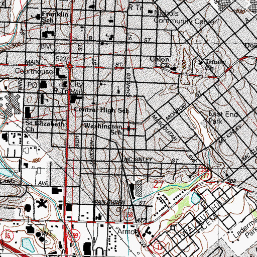 Topographic Map of Washington School, IL
