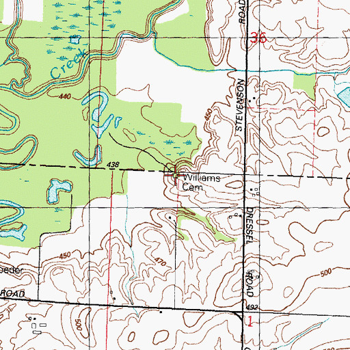 Topographic Map of Williams Cemetery, IL