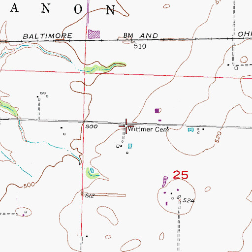 Topographic Map of Wittmer Cemetery, IL