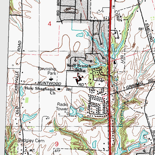 Topographic Map of Wolf Branch Elementary School, IL