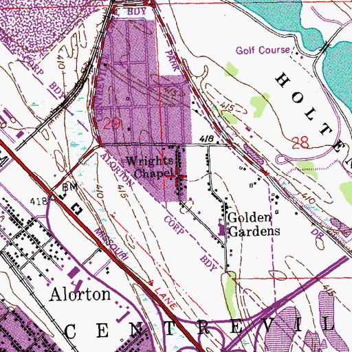 Topographic Map of Wrights Chapel, IL