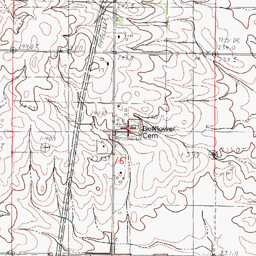 Topographic Map of Bellflower Cemetery, IL