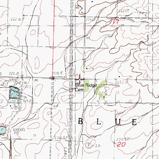 Topographic Map of Blue Ridge Cemetery, IL