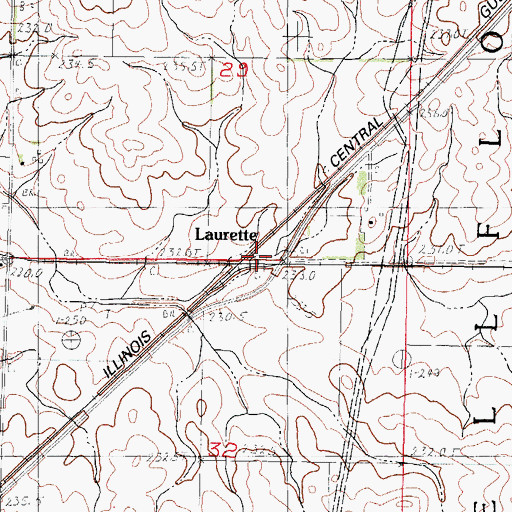Topographic Map of Laurette, IL